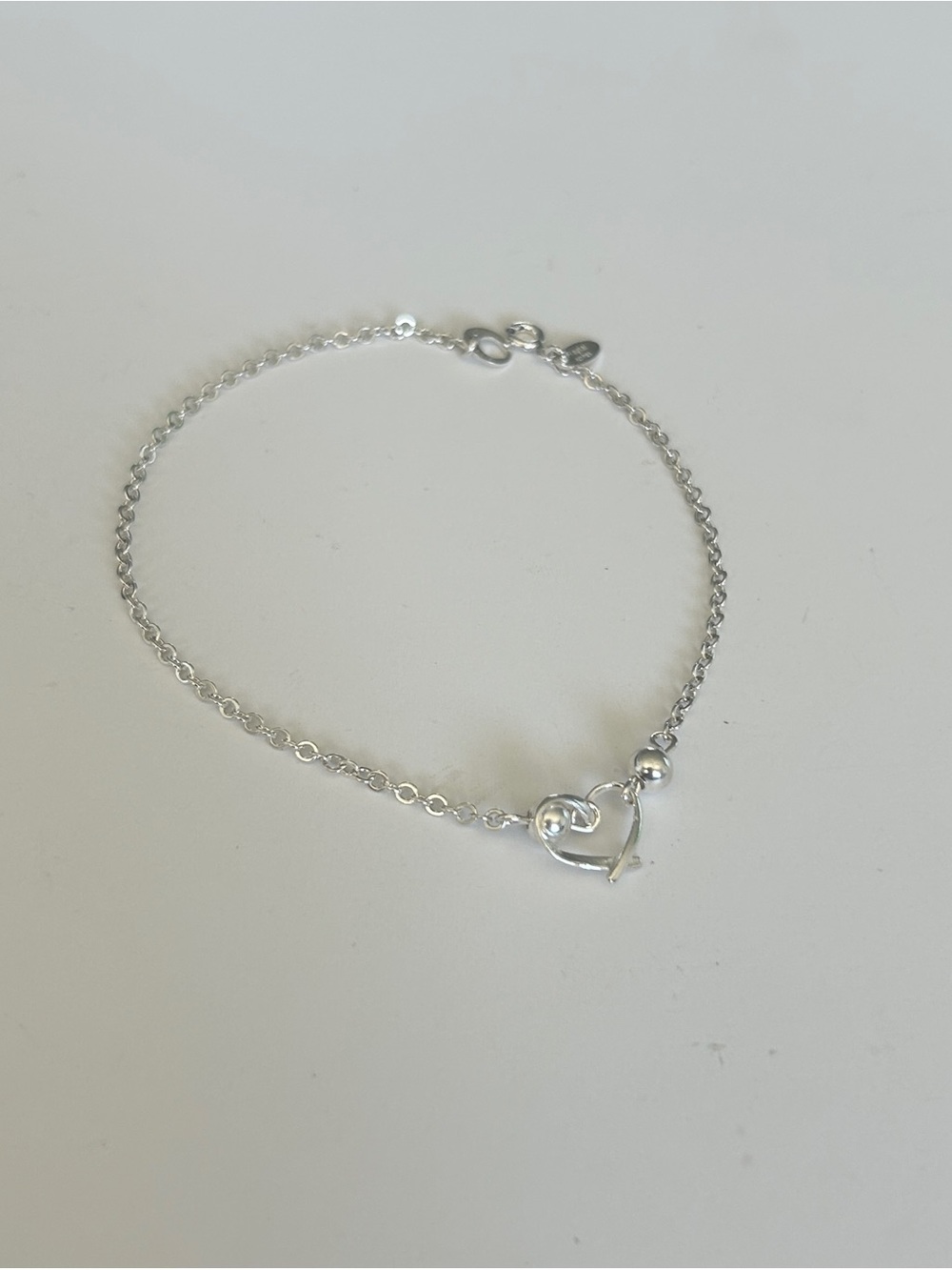Taxco .925 Sterling Silver Heart Anklet 25 cm 3.31g Delicate Minimalist New